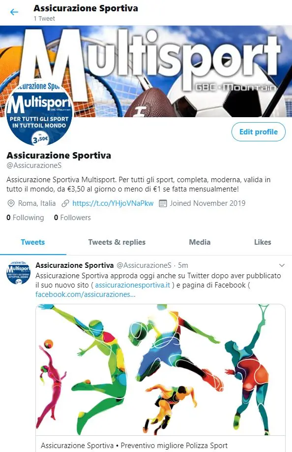 assicurazione sportiva twitter